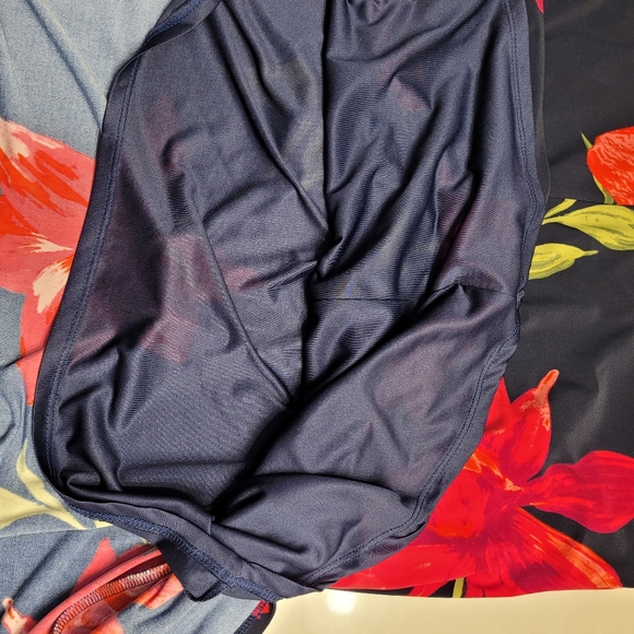 ANNE KLEIN Navy Blue Floral Swing Dress Size 14 - Picture 8 of 14